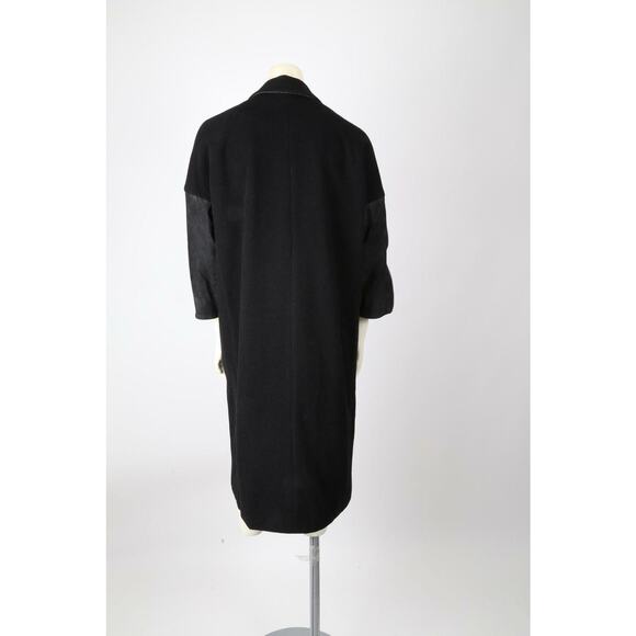 KAUFMANFRANCO Black Leather Sleeve Long Coat Size M - Picture 4 of 12